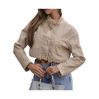 Fracomina Giacca di pelle - - Jackets - Donna - Beige - M