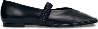 Alohas Sleek Leather Ballet Flats with Ruched Instep Strap