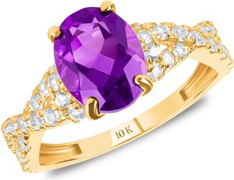 MAX + STONE Solid 10k Yellow or White Gold Gemstone Oval Cut Birthstone Ring