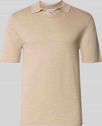 Jack & Jones Jack & Jones Slim Fit Poloshirt in Strick-Optik Modell Kane in Sand, Gr&ouml;&szlig;e XXL