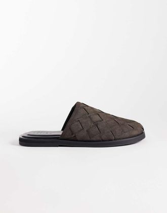 Asos Sandali stile sabot marroni intrecciati-Marrone