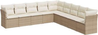 vidaXL Set De Sof&aacute;s De Jard&iacute;n 9 Pzas Con Cojines Rat&aacute;n Sint&eacute;tico Beige Vidaxl