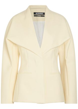 Jacquemus La Veste Chale Crepe Blazer - Off White - 34 (UK6 / XS)