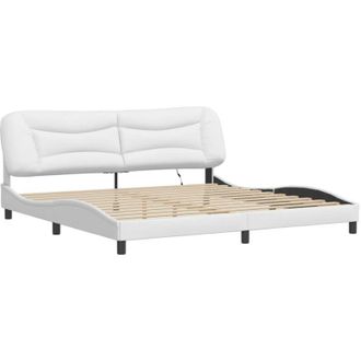 vidaXL Vidaxl - Estructura Cama Con Luces Led Cuero Sint&eacute;tico Blanco 200x200 Cm