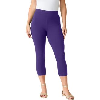 Roaman's Plus Size Essential Stretch Capri Legging in Midnight Violet at Nordstrom, Size 20