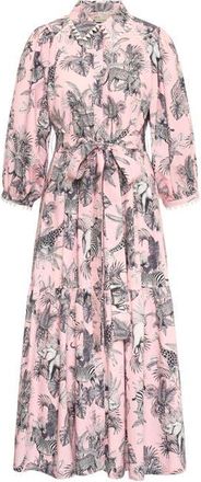 Maison Common Printed Poplin Dress With Macrame Trim in Powder Rose at Nordstrom, Size 40