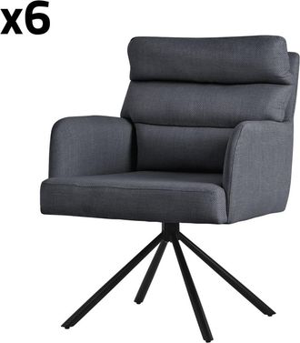 ML Design Sillas de comedor giratorias, set de 6, antracita, de poli&eacute;ster