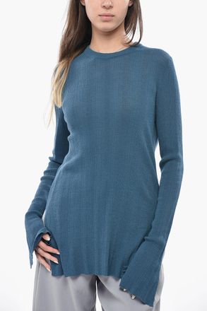 Jil Sander Maglia Girocollo in Lana Superfine a Costine Jil Sander