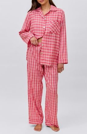 Papinelle Sleepwear Holiday Plaid Cotton Sateen Pajamas in Berry Red at Nordstrom, Size Xx-Large