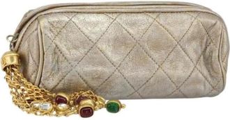 Chanel Pre-owned Vintage Clutch - Dames - Vintage Clutch - Geel - ONE Size - Leer - Vintage