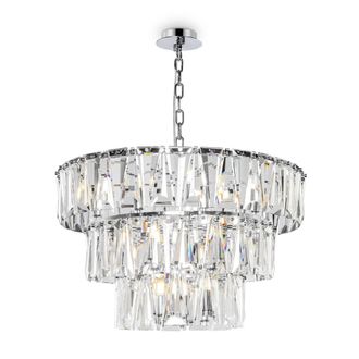 Maytoni Puntes Plafoniera Moderna A Sospensione Cromata A 3 Livelli A 18 Luci Puntes - Maytoni