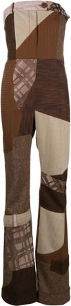 Moschino patchwork-design virgin wool jumpsuit - women - Virgin Wool/Cotton/Acetate/Polyester/Acetate/Silk - 40 - Neutrals