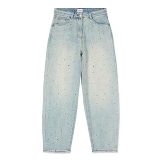 Oltre Jeans, Dames, Blauw, L, Katoen, Balloon jeans met studs