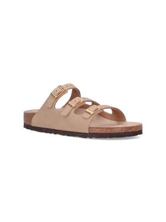 Birkenstock Womens Sandals Beige Nubuck Leather