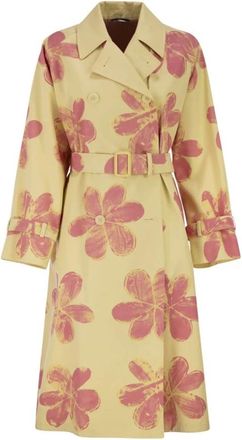 Max Mara Double-Breasted Trenchcoat - Dames - Trenchcoats - Geel - S - Katoen - Jassen