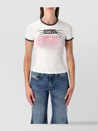 Diesel cats graphic print short sleeve top