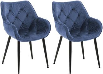 Clp Clp - Set De 2 Sillas De Comedor Tanna En Terciopelo Azul