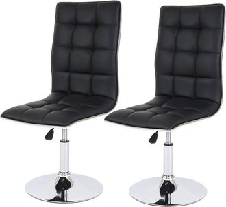 Hhg Nunca Usado] Juego De 2 Sillas De Comedor Hhg 834, Silla De Cocina, Regulable En Altura, Giratoria, Cuero Sint&eacute;tico Con Certificaci&oacute;n Mvg, Negro