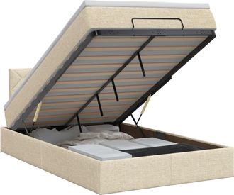 vidaXL Letto Ottomano Con Materasso Crema 120 X 190 Cm Tessuto Vidaxl