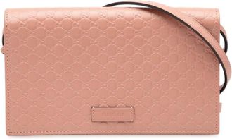 Gucci Pre-owned Embossed Leather Wallet on Chain - Dames - Vintage Schoudertas - Roze - ONE Size - Leer - Vintage