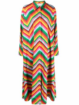 Valentino Garavani chevron print shirt maxi dress - women - Cotton - 46 - Black