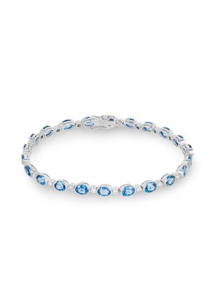 Bespoke 18ct White Gold Diamond & Sapphire Line Bracelet