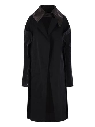 Yohji Yamamoto leather-collar coat - Black