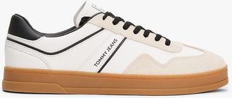 Tommy Hilfiger Mens Tommy Jeans Low-Top Leather Mix Sneaker - White - US 11.5 / EU 45