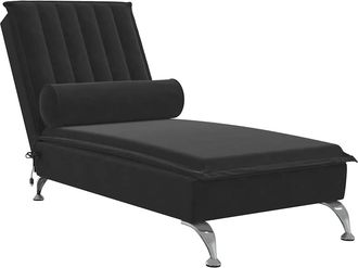 vidaXL Vidaxl - Sof&aacute; Div&aacute;n De Masaje Con Coj&iacute;n De Terciopelo Negro