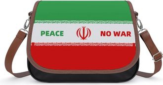 Generic Iran Peace Flag Crossbody Bag Womens Handbag PU Message Bags Shoulder Purse with Adjustable Strap