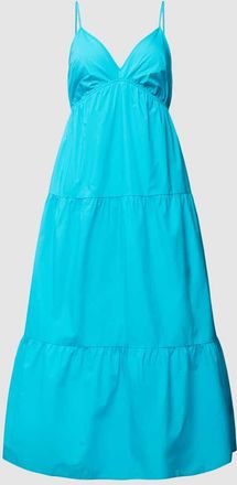Comma Knielanges Kleid mit Spaghettitr&auml;ger in Ocean, Gr&ouml;&szlig;e 38