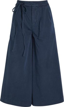 Damson Madder Lotta Cropped Cotton Culottes - Navy - 14 (UK14 / L)