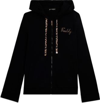 Freddy Felpa in jersey con zip e cappuccio crinkle