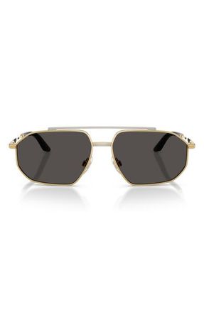 Dolce & Gabbana 59mm Pilot Sunglasses in Gold/Silver /Dark Grey at Nordstrom