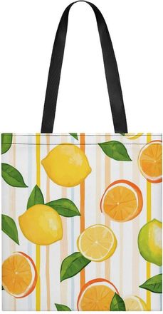 Generic Lemons Stripes Background Womens Tote Casual Shopping Bag Lightweight Shoulder Bags Hobos Handbag for Work Travel Daily 35x40cm