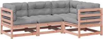 vidaXL Set De Sof&aacute;s Jard&iacute;n 4 Pzas Con Cojines Madera Abeto Douglas Vidaxl