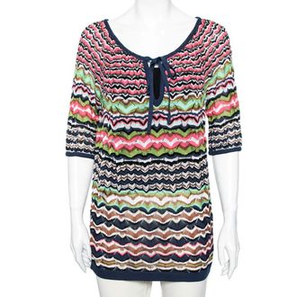 M Missoni Multicolor Perforated Knit Top