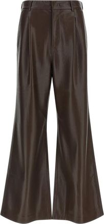 Andamane Sasha Broek - Dames - Wijde Broeken - Bruin - XS - Leer - Broeken