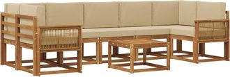 vidaXL Conjunto De Sof&aacute;s De Exterior 8 Uds. Natural Y Beige Poli&eacute;ster Vidaxl