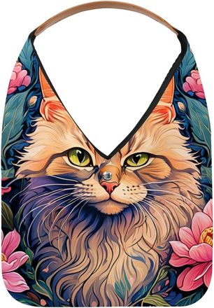 Generic Color Drawing Cat Reusable Lightweight Grocery Bags - Foldable Into Compact Pouch, Washable & Sturdy, Multipurpose for Shopping and Travel