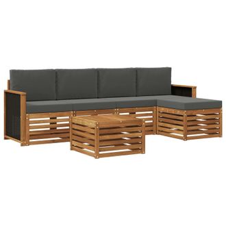 vidaXL Conjunto De Sof&aacute;s De Exterior 6 Pcs Natural Y Antracita Vidaxl