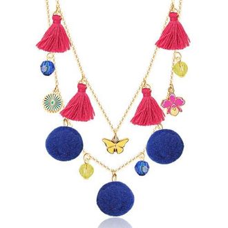 Disney Pom Pom Tassel Charm Necklace in Multi at Nordstrom