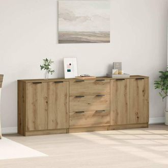 Berkfield Home Sideboards 3 pcs Artisan Oak 60x30x70 cm Engineered Wood in Brown | Size: 60 x 30 x 70 cm