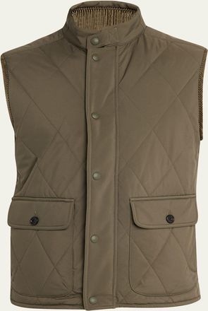 Ralph Lauren Purple Label Mens Superfine Nylon Snap-Front Quilted Vest