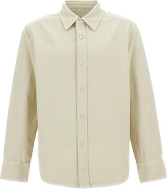 A.P.C. Geborduurde Overshirt - Heren - Casual Overhemden - Beige - M - Katoen - Overhemden