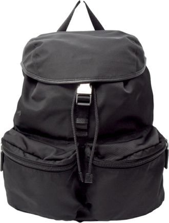 Prada Black Nylon Leather Backpack (Pre-Owned)