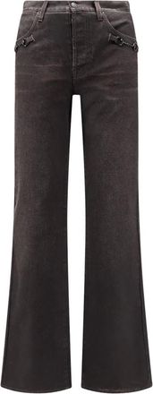 Gucci Flared Cotton Denim Pants with Horsebit - Heren - Jeans - Bruin - Maat: W32 Denim