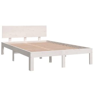 Berkfield Home Beautiful Bed Frame White Solid Wood 120x190 cm Small Double
