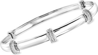 Ross-Simons Diamond-Accented Bangle Bracelet in Sterling Silver