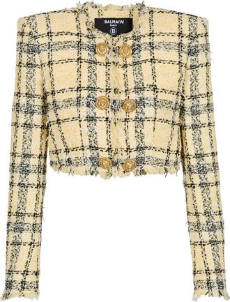 Balmain Tweed jack met knoop - Geel